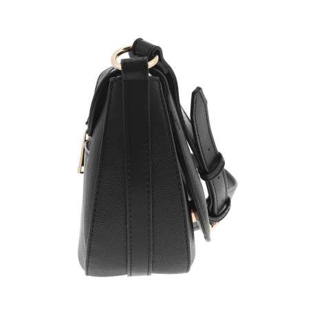 Sac bandoulière noir uni à pression et à zip avec logo gravé - Image 2