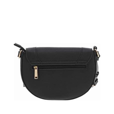 Sac bandoulière noir uni à pression et à zip avec logo gravé - Image 3