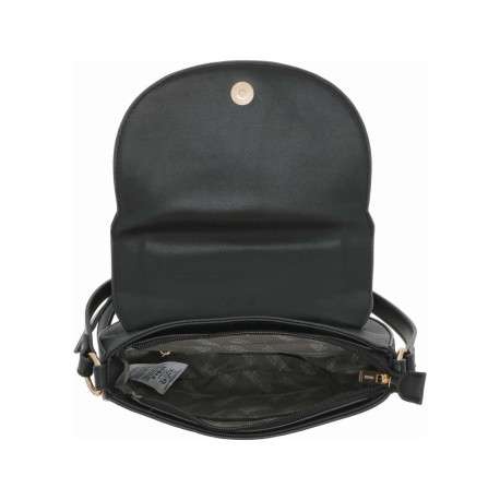 Sac bandoulière noir uni à pression et à zip avec logo gravé - Image 4