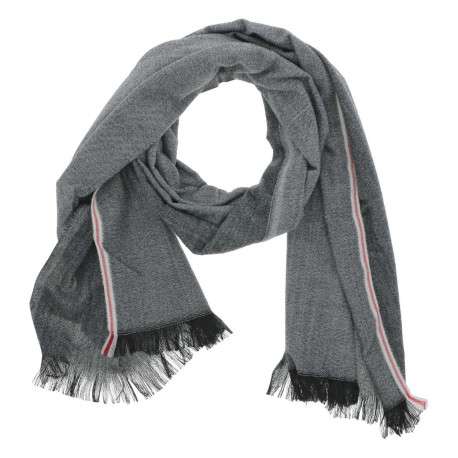 Echarpe douce anthracite et noire avec des bandes sur les côtés