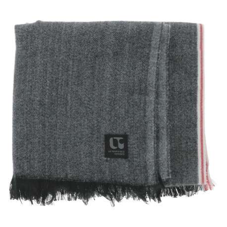 Echarpe douce anthracite et noire avec des bandes sur les côtés - Image 2