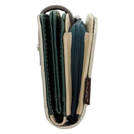 Portefeuille beige orné du logo de la marque avec de multiples rangements - Image 2