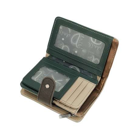 Portefeuille beige orné du logo de la marque avec de multiples rangements - Image 4
