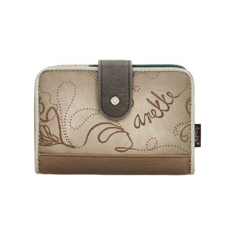 Portefeuille beige orné du logo de la marque avec de multiples rangements - Image 6