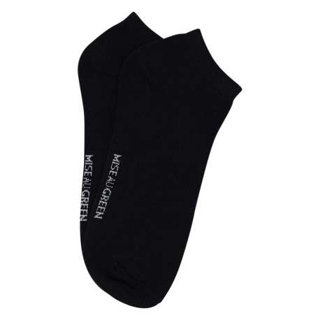 Chaussettes basses en coton biologique noires ornées du nom de la marque