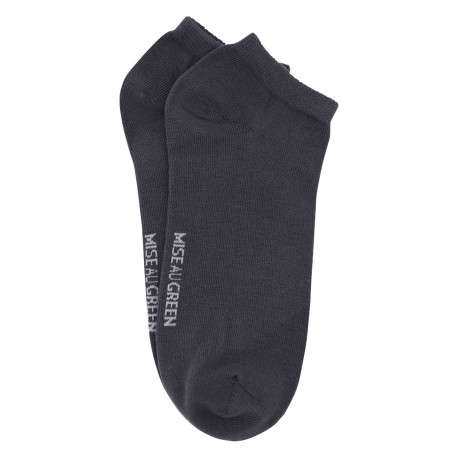 Chaussettes basses en coton biologique grises ornées du nom de la marque