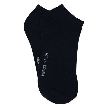Chaussettes basses en coton biologique marine ornées du nom de la marque
