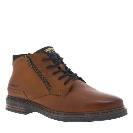 Bottines en cuir cognac pourvues de lacets ronds avec semelle à talon plat - Image 4