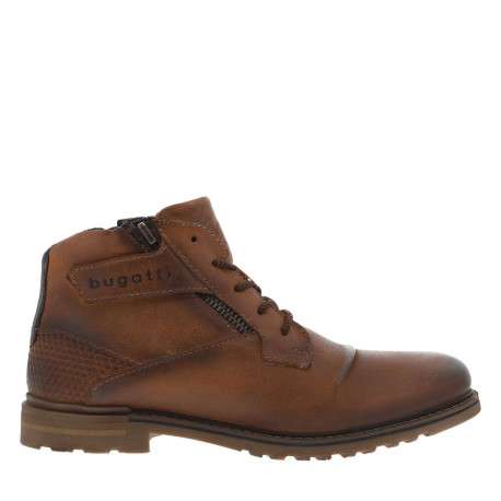 Bottines en cuir cognac pourvues de lacets ronds avec semelle à talon plat