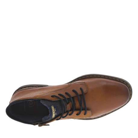 Bottines en cuir cognac pourvues de lacets ronds avec semelle à talon plat - Image 5