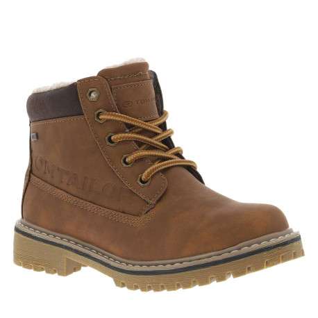 Boots camel à talon décroché bas pourvues de lacets ronds - Image 4