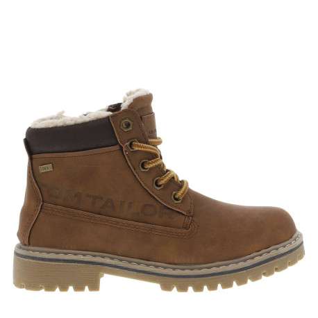 Boots camel à talon décroché bas pourvues de lacets ronds