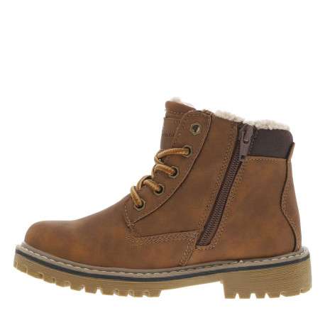 Boots camel à talon décroché bas pourvues de lacets ronds - Image 3