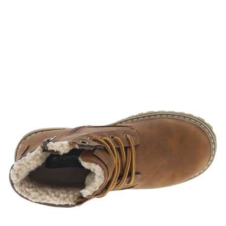 Boots camel à talon décroché bas pourvues de lacets ronds - Image 5
