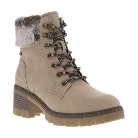Bottines taupe à talon décroché moyen avec une doublure en fausse fourrure - Image 3