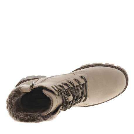 Bottines taupe à talon décroché moyen avec une doublure en fausse fourrure - Image 4