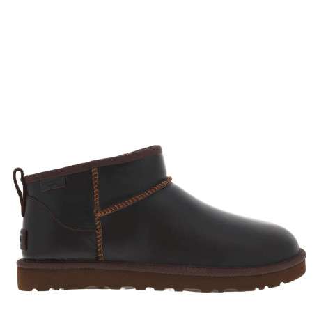 Boots en cuir marron à talon plat avec une doublure en fausse fourrure - Image 2
