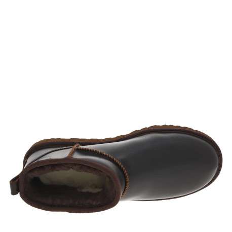 Boots en cuir marron à talon plat avec une doublure en fausse fourrure - Image 4