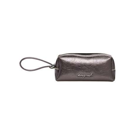 Trousse bronze satinée pourvue d'une fermeture zippée