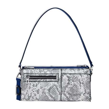 Sacs amovibles porté épaule bleu et python ornés du logo de la marque - Image 2
