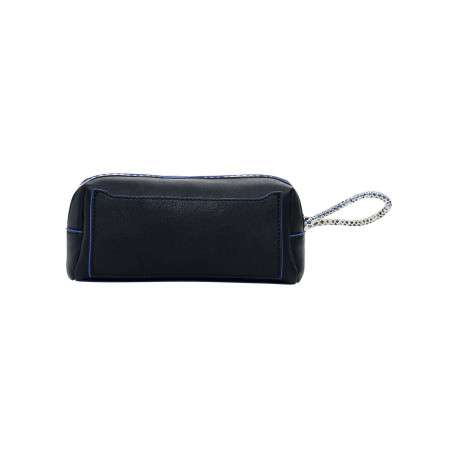 Trousse noire mate pourvue d'une fermeture zippée argentée - Image 3