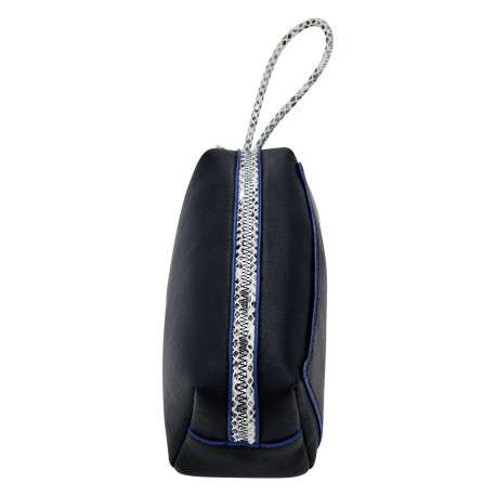 Trousse noire mate pourvue d'une fermeture zippée argentée - Image 4