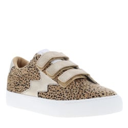 Tennis léopard à talon plat pourvues de bandes auto-agrippantes