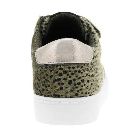 Tennis kaki à talon plat pourvues de bandes auto-agrippantes pailletées dorées - Image 6
