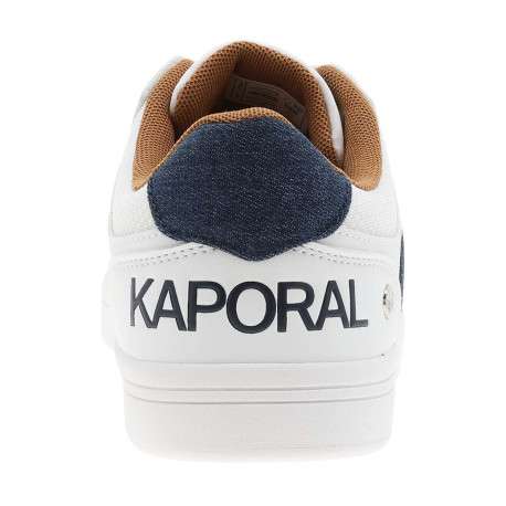 Tennis blanches avec des détails bleus denim à semelle plate et à lacets plats - Image 7