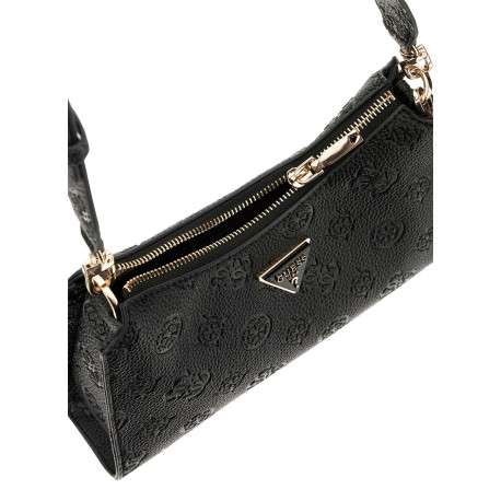 Sac bandoulière noir avec monogrammes gravés et logo métallique - Image 3