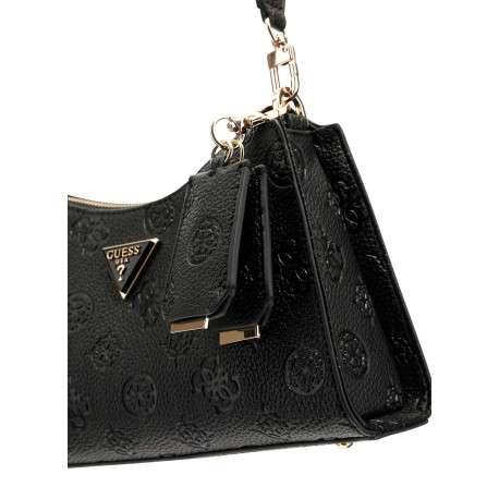 Sac bandoulière noir avec monogrammes gravés et logo métallique - Image 4