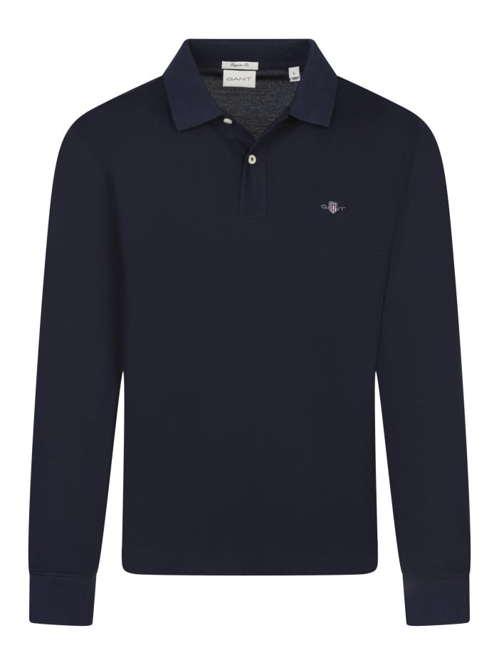 Polo en coton marine uni à...