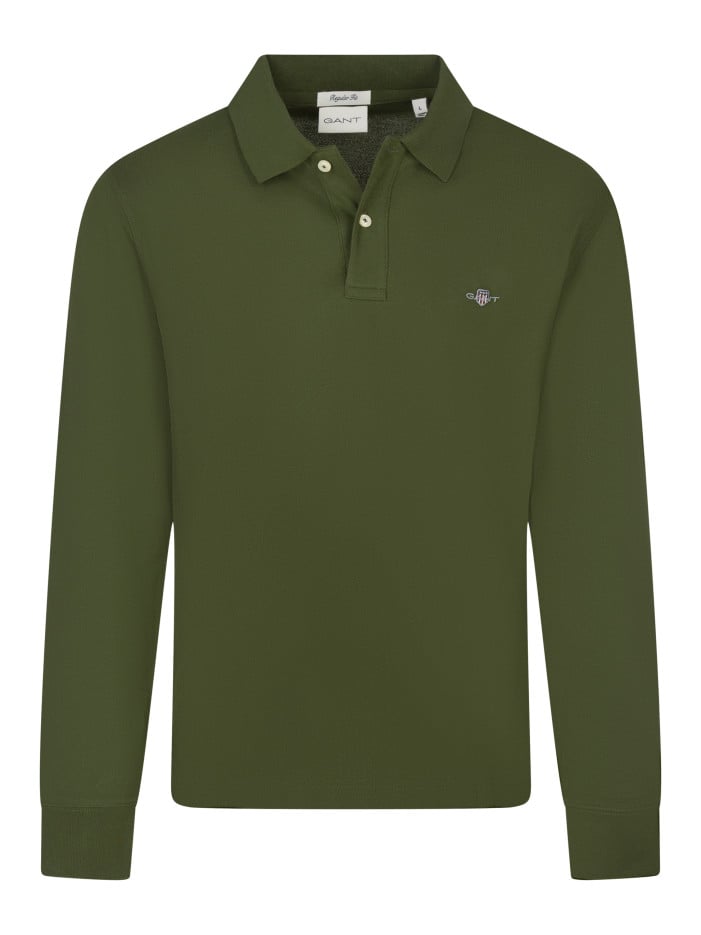 Polo en coton vert uni à...