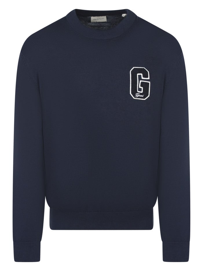 Pull en coton marine uni à...