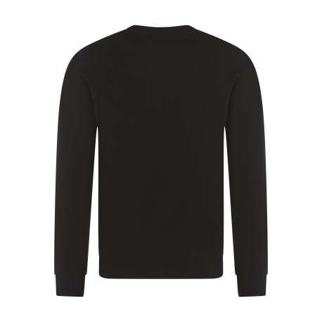 Pull noir uni avec une coupe droite, un col rond et des manches longues - Image 2