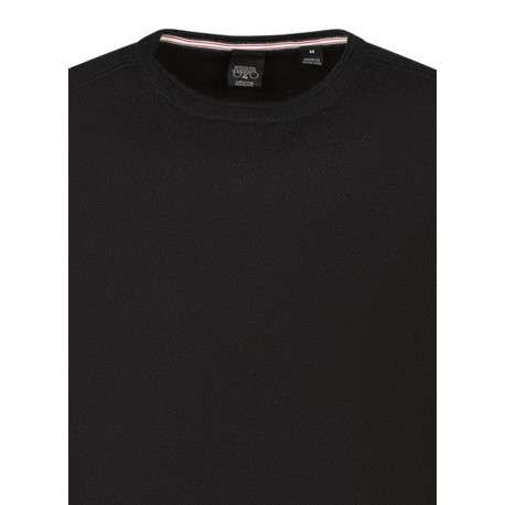 Pull noir uni avec une coupe droite, un col rond et des manches longues - Image 3