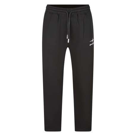 Pantalon jogging noir uni avec une coupe droite et une taille élastiquée
