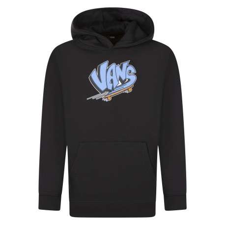 Sweat en coton noir à imprimé avec une coupe droite et un col à capuche