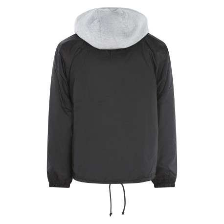 Veste coupe vent noire imprimée avec un col à capuche et des manches longues - Image 2