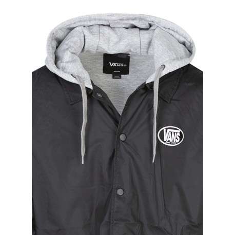 Veste coupe vent noire imprimée avec un col à capuche et des manches longues - Image 3