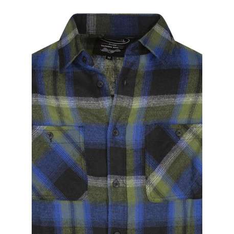 Chemise verte à carreaux avec un col à revers et des manches longues - Image 3