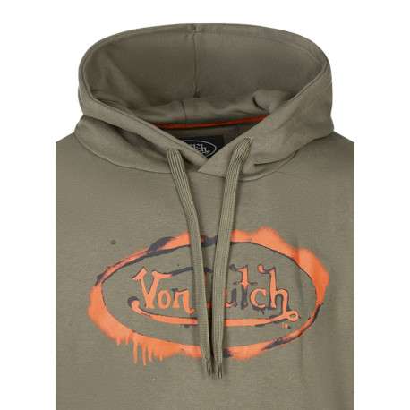 Sweat kaki à imprimé avec un col à capuche et des manches longues - Image 3