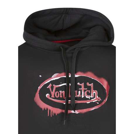 Sweat noir à imprimé avec un col à capuche et des manches longues - Image 3