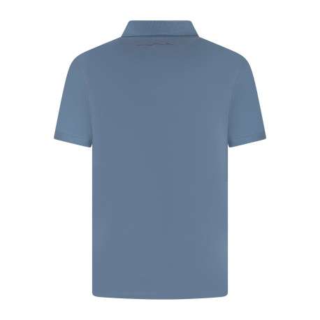 Polo en coton bleu ciel uni avec une coupe ajustée et des boutons - Image 2