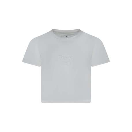 T-shirt en coton blanc uni avec une coupe droite et un col rond
