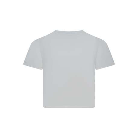 T-shirt en coton blanc uni avec une coupe droite et un col rond - Image 2