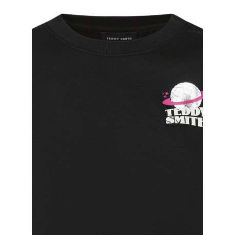 Sweat noir fantaisie à imprimés avec une coupe droite et un col rond - Image 3