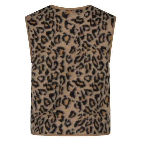 Gilet caramel à imprimé léopard avec une coupe droite et un col rond - Image 2