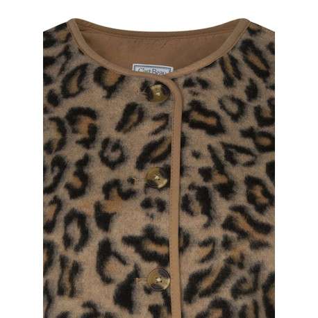 Gilet caramel à imprimé léopard avec une coupe droite et un col rond - Image 3