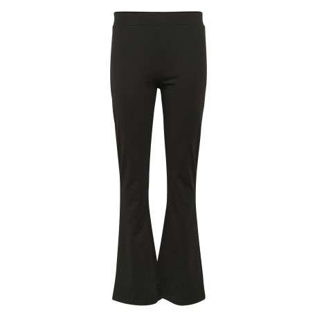 Pantalon legging noir uni avec une coupe flare et une taille élastiquée